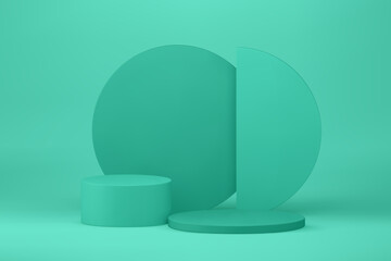 Green 3d podium geometric circle pedestal showroom commercial composition realistic vector