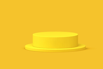 Yellow 3d modern podium cylinder step pedestal for product promo presentation realistic vector