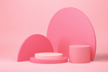 Pink 3d podium circle pedestal elegant feminine product presentation show realistic vector