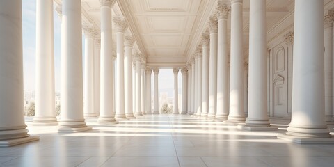AI Generated. AI Generative. White collonade  architecture landmark design exterior building background. Graphic Art