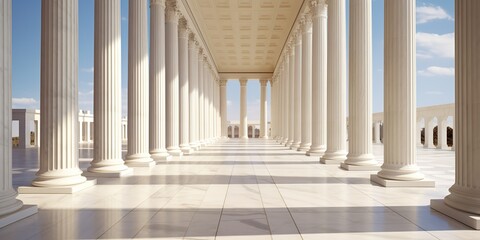 Fototapeta premium AI Generated. AI Generative. White collonade architecture landmark design exterior building background. Graphic Art