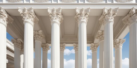 Fototapeta premium AI Generated. AI Generative. White collonade architecture landmark design exterior building background. Can be used for history legacy culture
