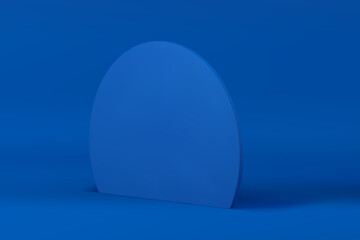 Blue circle 3d wall vertical stand platform empty showroom space studio background vector