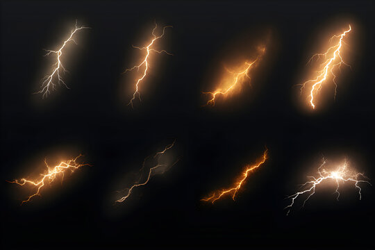 lightning strike illustration golden yellow lightning danger scared face powerful.