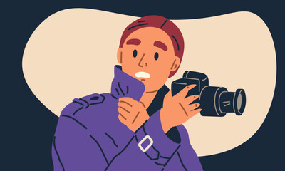 Spying, observing and sneaking. Vector illustration. Peeking person, hidden watcher treading on line of visibility Spy, master of disguise, seamlessly blending into background Sneaking secret, covert
