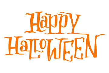 Happy Halloween lettering vector isolated. Hand-drawn phrase, web banner design element, Spooky October holiday. Scary calligraphy. Greeting card design.