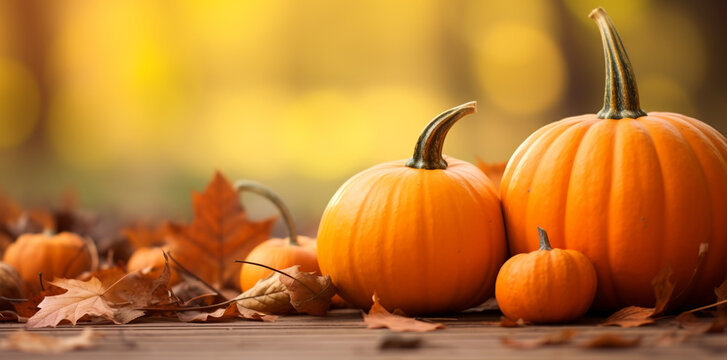 pumpkin on the leaves