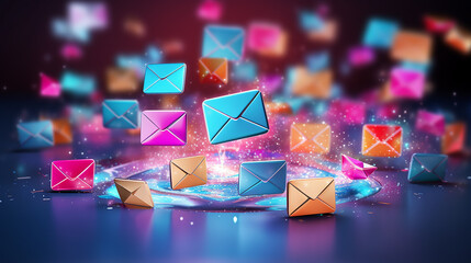 Marketing and business ideas through email, email or newsletter. email marketing or newsletter concept, sending e-mails