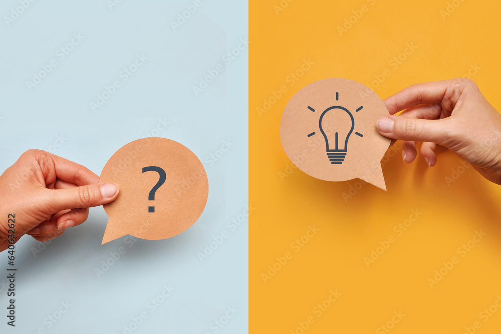 Poster conversation between people with questions and answers