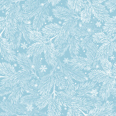 Seamless pattern with fir branches. Christmas and New Year background. - 640632685