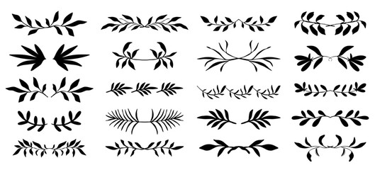 Floral dividers set Hand drawn leaf borders decor