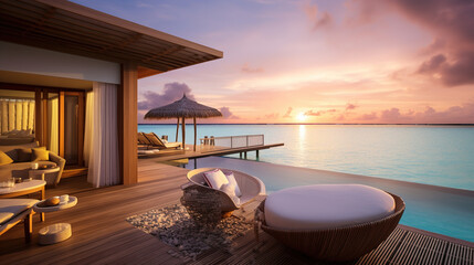 Fototapeta premium tropical resort pool.Generative Ai