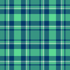 Plaid seamless pattern in green. Check fabric texture. Vector textile print.