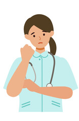 Working nurse Woman. Healthcare conceptWoman cartoon character. People face profiles avatars and icons. Close up image of confused Woman.