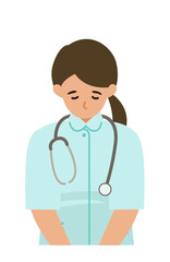 Working nurse Woman. Healthcare conceptWoman cartoon character. People face profiles avatars and icons. Close up image of Woman taking a bow.