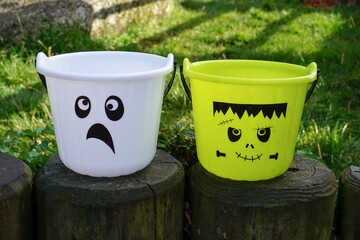 Halloween sweet buckets for children to trick or treat. 