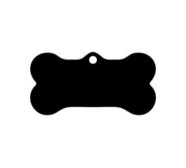 Vector isolated one single bone shape tag pendant blanc with hole colorless black and white outline silhouette shadow shape stencil solid black
