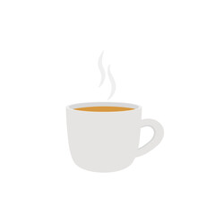 Tee tasse with steam, white, teatime 