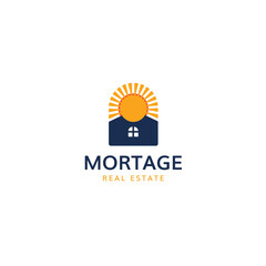 Simple sunshine home real estate logo icon logo design template vector, and fully editable