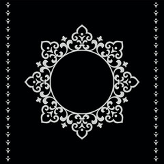 Decorative frame Elegant vector element for design in Eastern style, place for text. Floral black and gray border. Lace illustration for invitations and greeting cards
