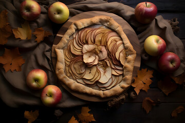 Apple Galette, rustic French tart, buttery crust encasing cinnamon kissed apples, a slice of autumn's coziness