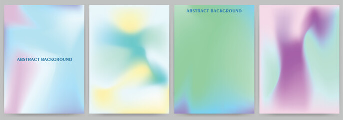 Set of abstract backgrounds with holographic effect, gradient blur.