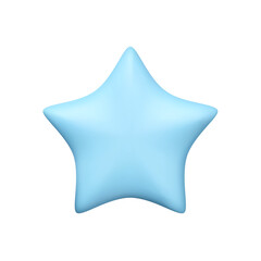 3d star render. Vector illustration. Rate element, rating icon. Blue color.