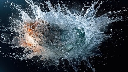 Water splashes on black background.