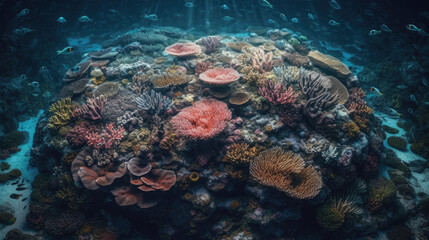 Fototapeta na wymiar Coral reef and fish.