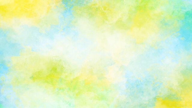 yellow and green watercolor background for spring. grunge design, vintage card, templates.  watercolor paint background design with colorful. 