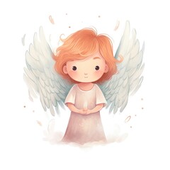 Illustration of a beautiful watercolor angel for children and children's books