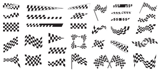 Abstract car sport race logo with black and white flag
