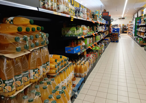 Tulce, Poland - 23 August 2023: Inside Biedronka supermarket - one of the largest chain supermarkets in Poland.