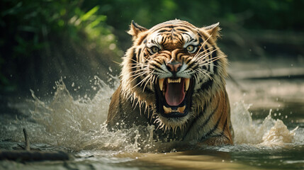 tiger in water.Generative Ai