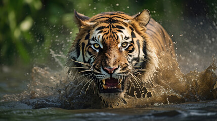 Fototapeta na wymiar tiger in water.Generative Ai
