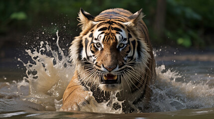tiger in water.Generative Ai