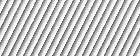 A border displaying transparent diagonal stripe halftone screens, combined with an abstract composition of dotted halftone gradients. This design features a modern black-and-white vector illustration.