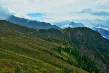 Austrian Alps - view of the footpath to the upper station of the Ahornbahn cable car
