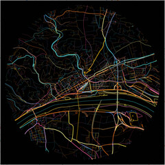 Colorful Map of Krems, Lower Austria with all major and minor roads.