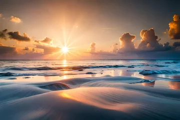 Fotobehang sunset over the sea © Rai