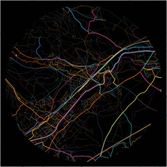Colorful Map of Ternitz, Lower Austria with all major and minor roads.