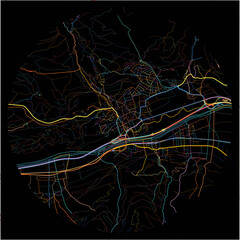 Colorful Map of Telfs, Tyrol with all major and minor roads.