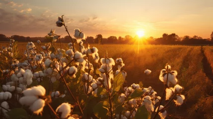 Fotobehang Cotton field, ready for harvest © didiksaputra