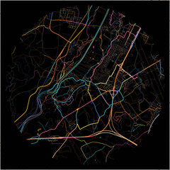Colorful Map of Wals-Siezenheim, Salzburg with all major and minor roads.