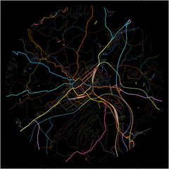 Colorful Map of SanktVeitanderGlan, Carinthia with all major and minor roads.