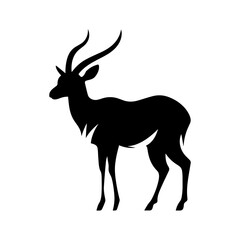 Naklejka na ściany i meble African antelope vector silhouette, Black silhouette of antelope Animal isolated on a white background