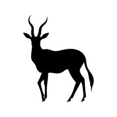 African antelope vector silhouette, Black silhouette of antelope Animal isolated on a white background