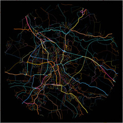 Colorful Map of RiedimInnkreis, Upper Austria with all major and minor roads.