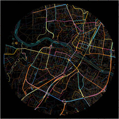Colorful Map of Grodno, Voblasć with all major and minor roads.