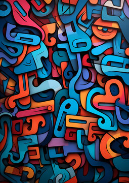 artistic graffiti background in settled colors, creative and abstract backdrop, generative AI